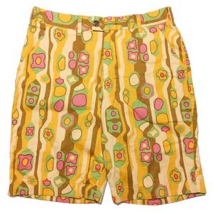 LOUDMOUTH Golf Men's Shorts Funky Psychedelic Yellow Pink ~ Fits 32